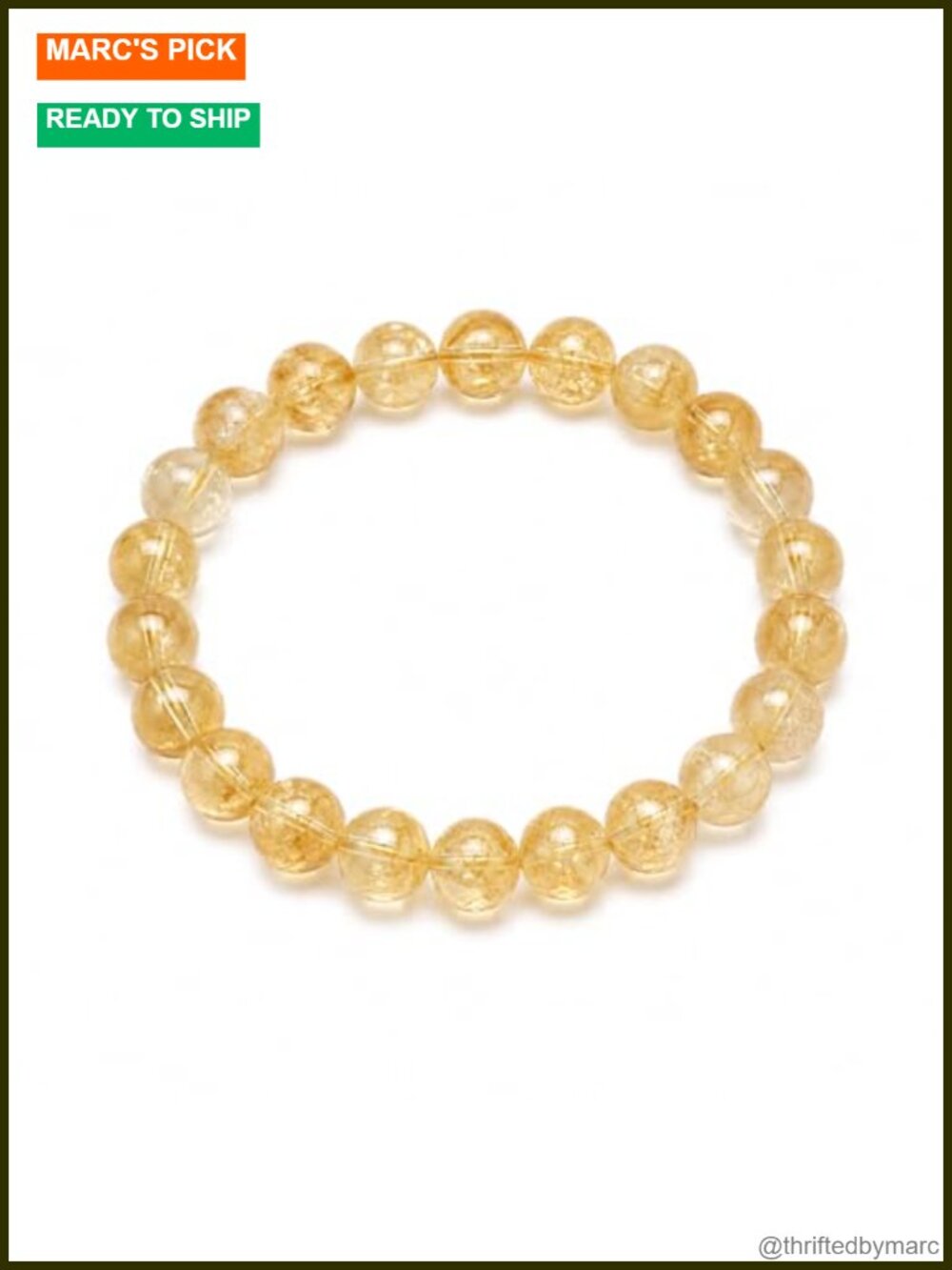 Natural Golden Rutilated Quartz Bracelet 10mm Beaded Stretch Jewelry - Women